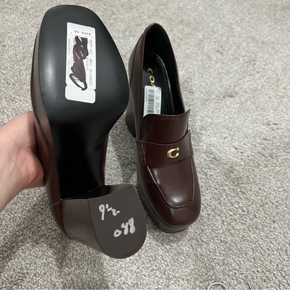 COACH llyse Leather Platform Block Heel Loafer Pumps - Picture 5 of 6